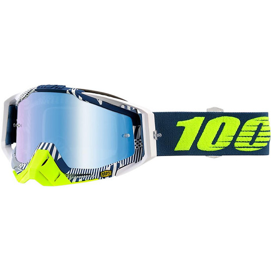 Occhiali Cross 100% Racecraft 2 Battleship Lente A Specchio Argento