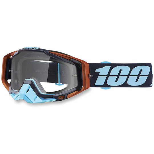 Maschera Occhiali Moto Cross Enduro 100% RACECRAFT Ergono Lente Trasparente