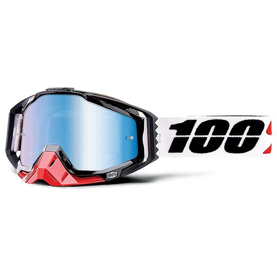 Maschera Occhiali Moto Cross Enduro 100% RACECRAFT Marigot Lente Blu
