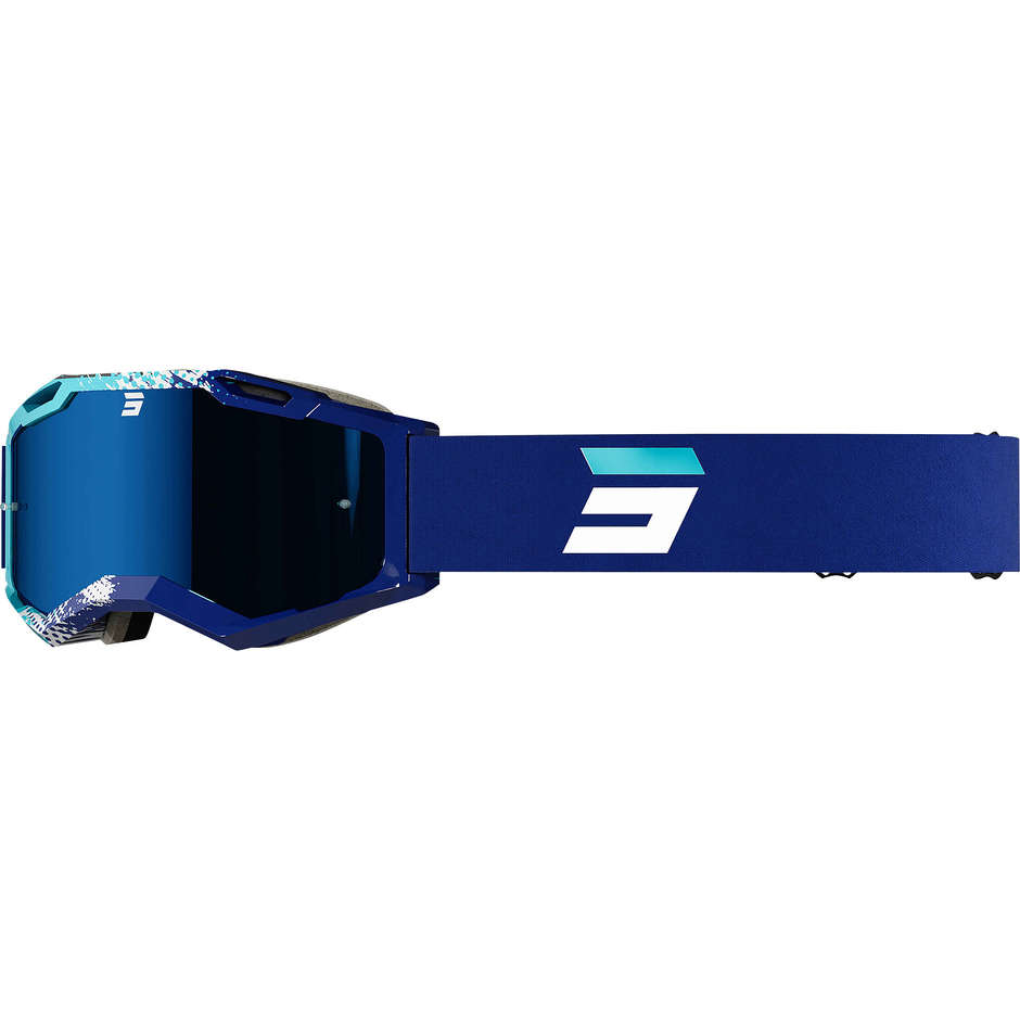 Maschera Occhiali Moto Cross Enduro Shot IRIS 2.0 FUSION Blu