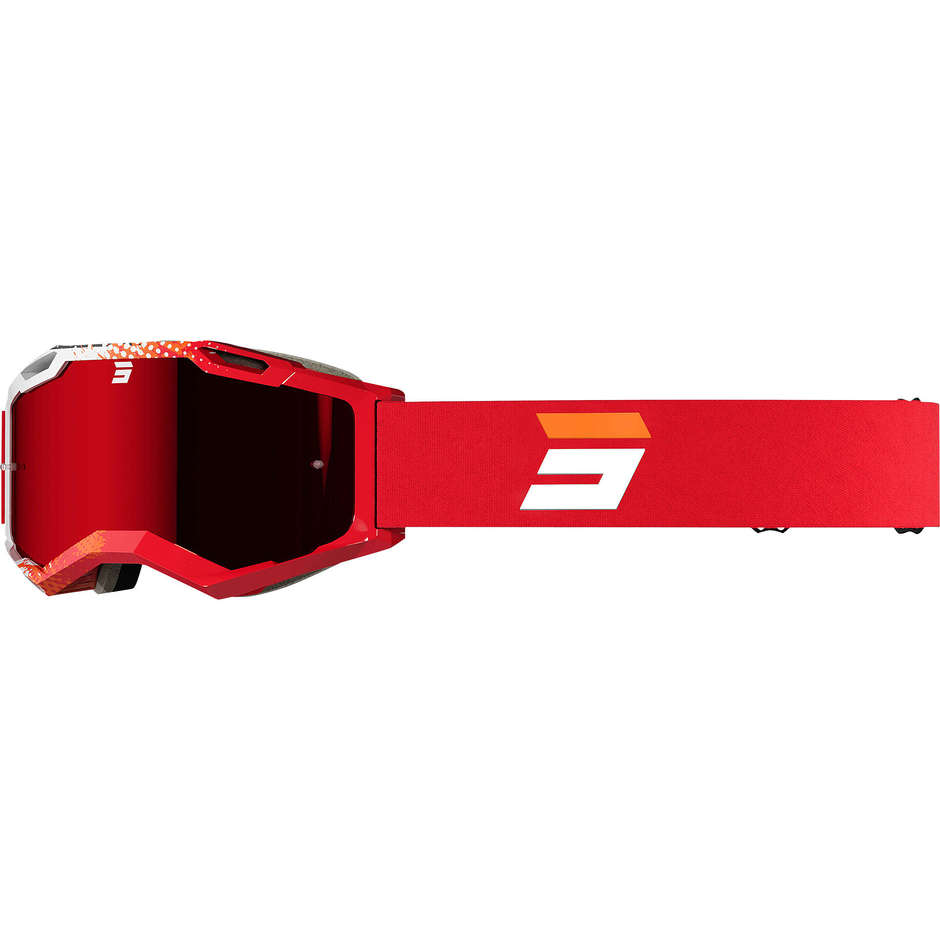 Maschera Occhiali Moto Cross Enduro Shot IRIS 2.0 FUSION Rosso