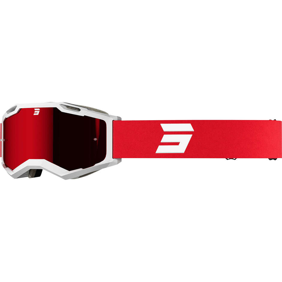 Maschera Occhiali Moto Cross Enduro Shot IRIS 2.0 TECH Bianco Rosso
