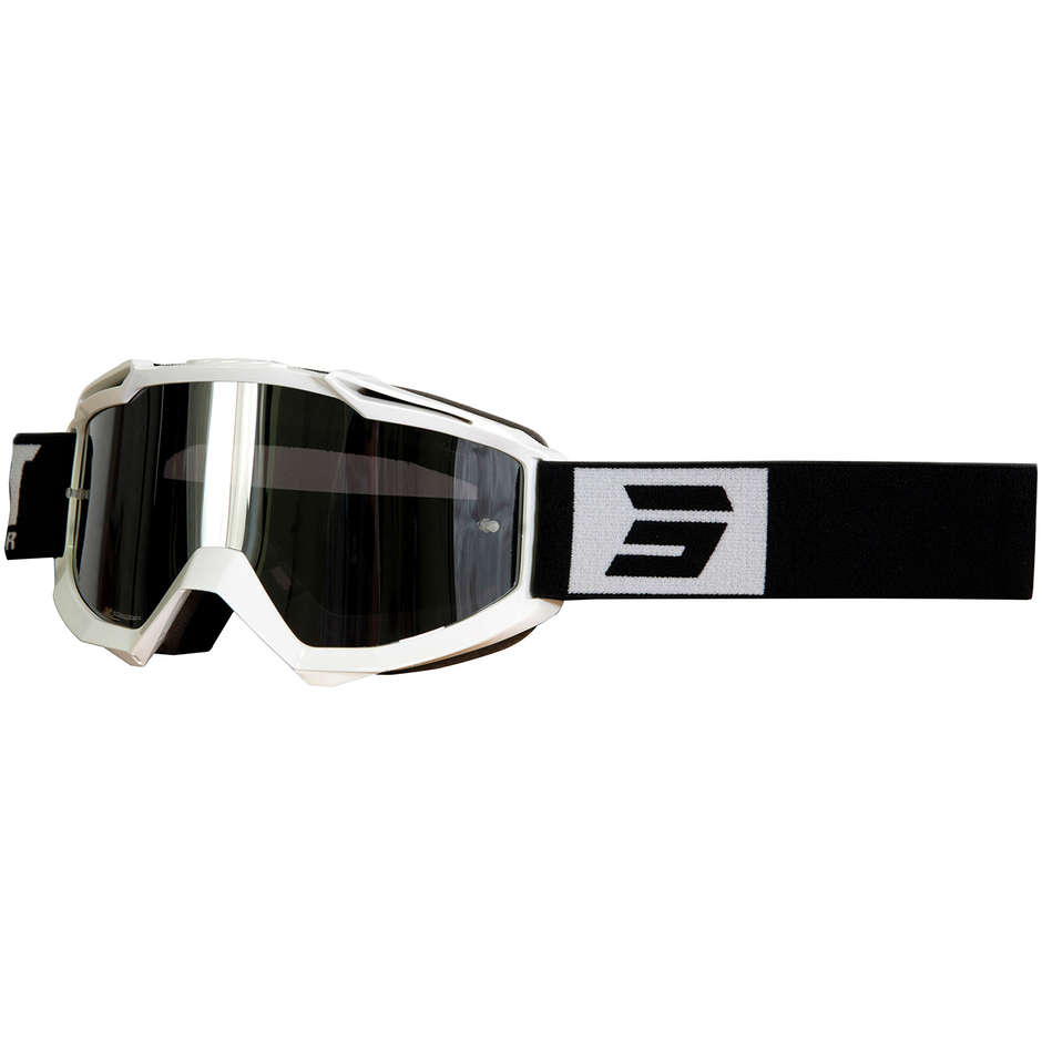 Maschera Occhiali Moto Cross Enduro Shot IRIS Fashion Bianco Nero