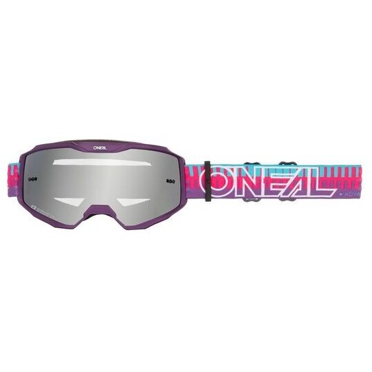 Maschera O'NEAL B-10 STRIPED Rosa Viola - Specchio Argento taglia unic