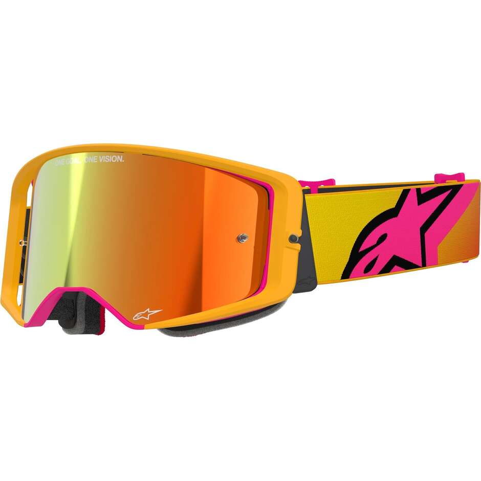 Maschera Per Casco Alpinestars SUPERTECH CORP Giallo Rosa Specchio Rosso