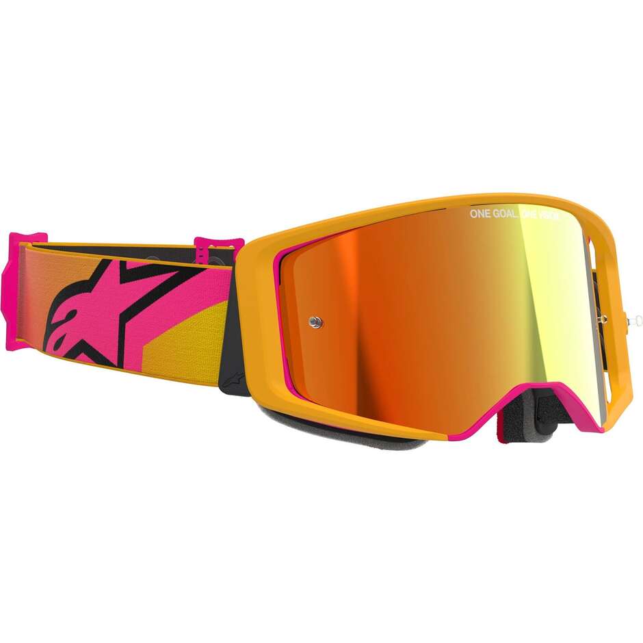 Maschera Per Casco Alpinestars SUPERTECH CORP Giallo Rosa Specchio Rosso