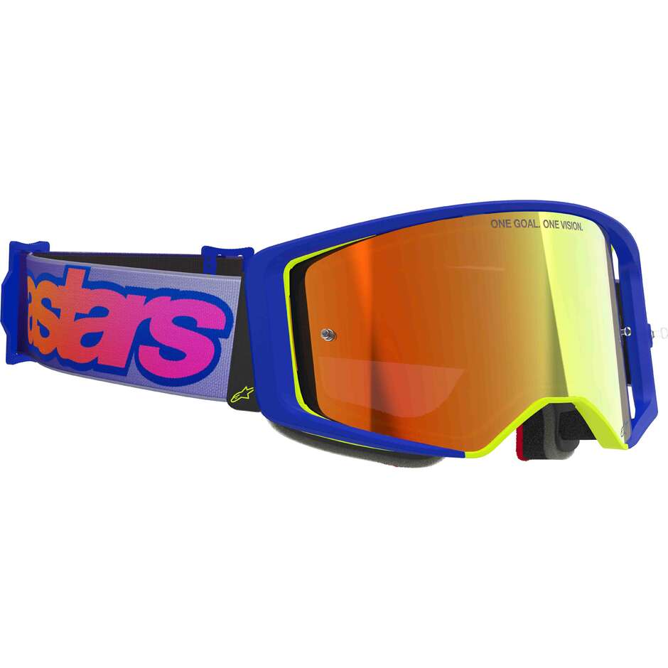 Maschera Per Casco Alpinestars SUPERTECH VISION VISTA Blu Giallo Viola Specchio Rosso