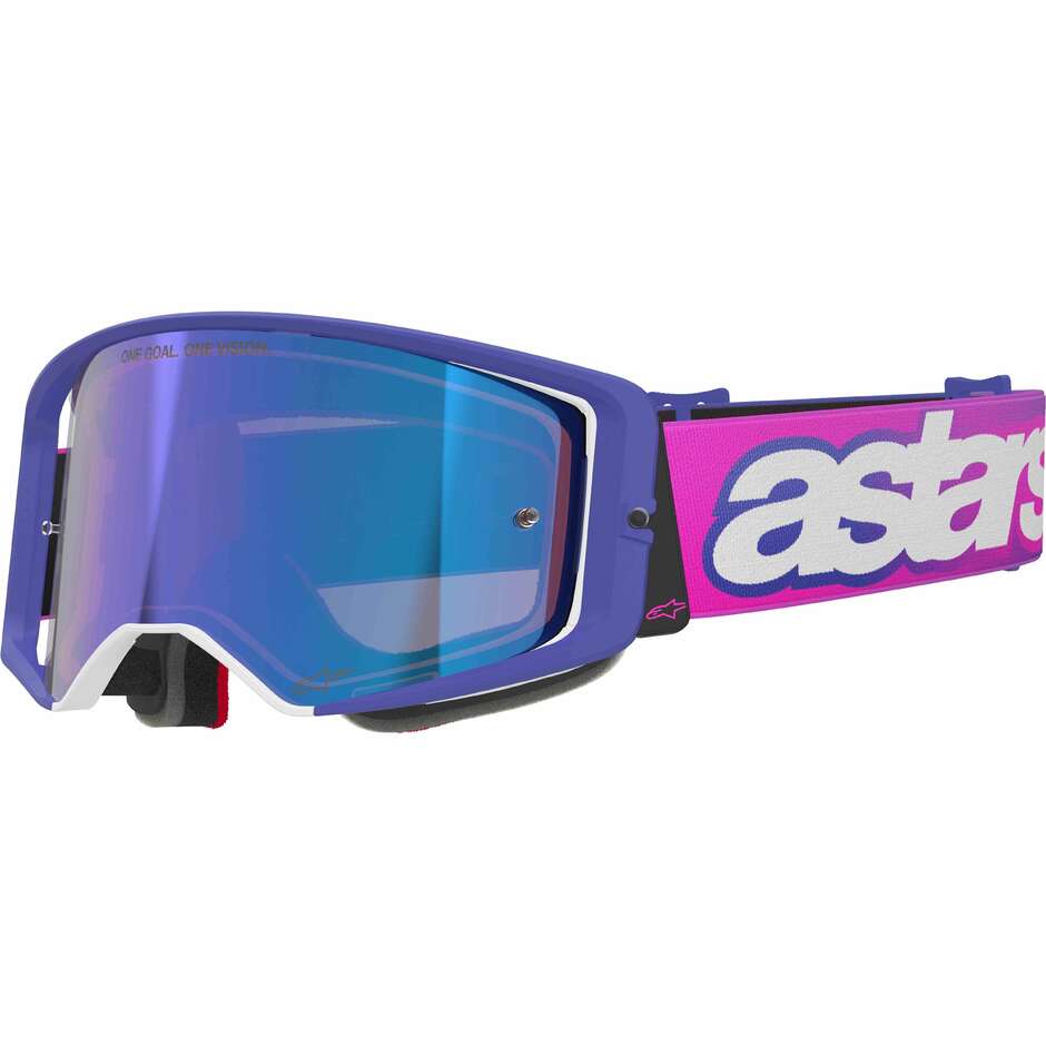 Maschera Per Casco Alpinestars SUPERTECH VISION VISTA Viola Fluo Rosa Specchio Blu