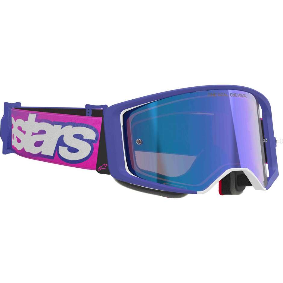 Maschera Per Casco Alpinestars SUPERTECH VISION VISTA Viola Fluo Rosa Specchio Blu