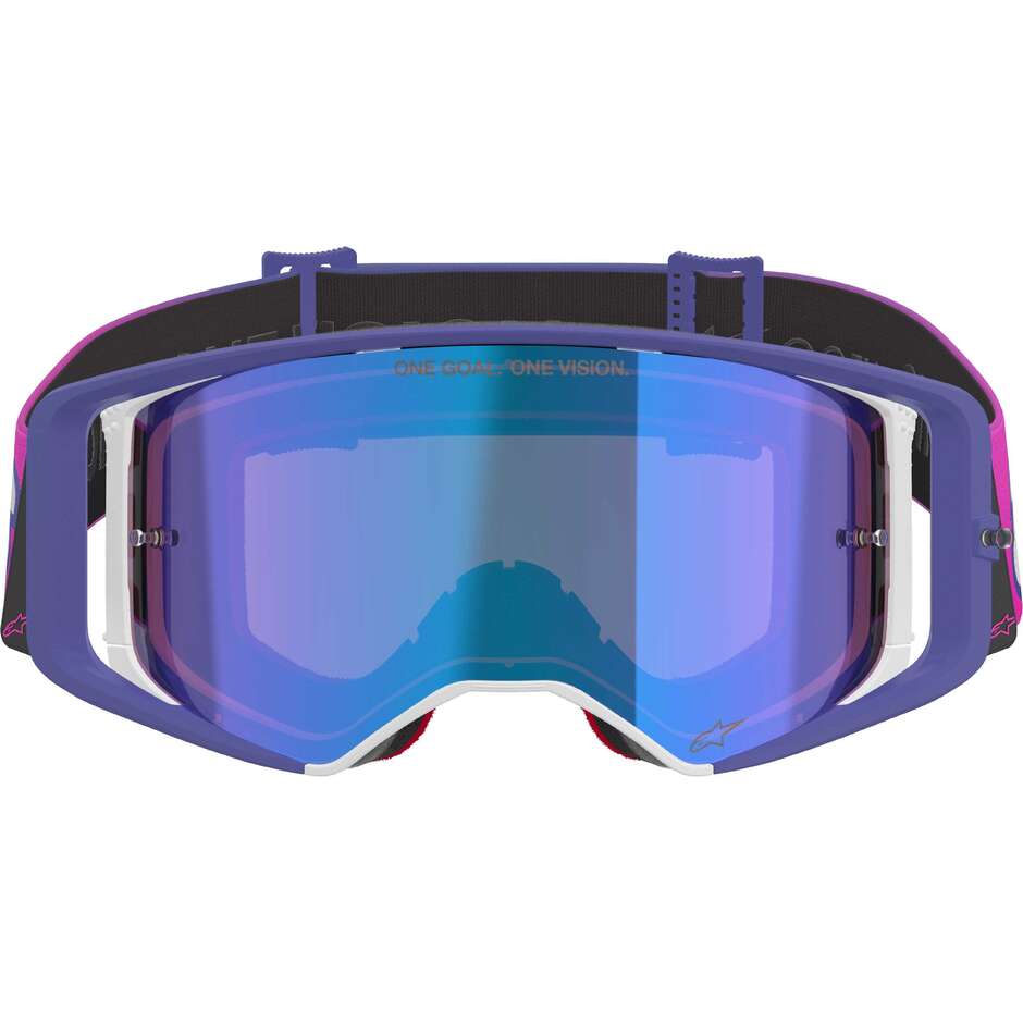 Maschera Per Casco Alpinestars SUPERTECH VISION VISTA Viola Fluo Rosa Specchio Blu