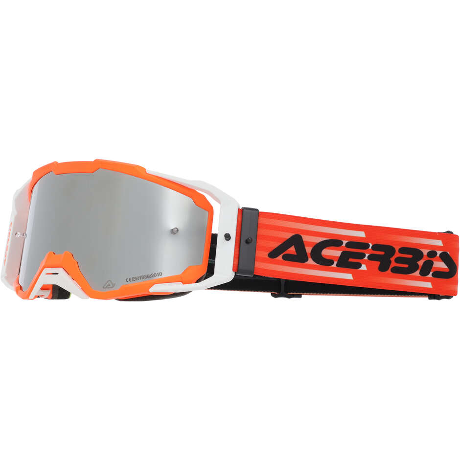 Maschera per Motocross ACERBIS VITRION MIRROR Arancio/Bianco