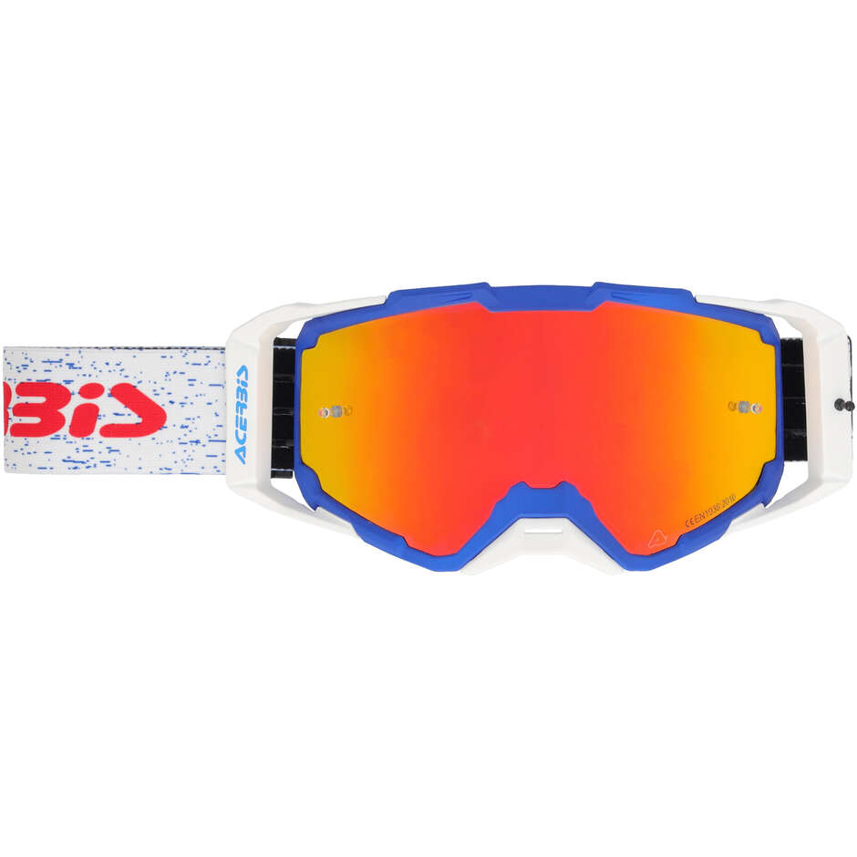 Maschera per Motocross ACERBIS VITRION MIRROR Blu/Bianco