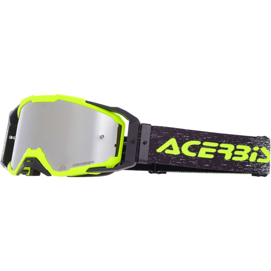Maschera per Motocross ACERBIS VITRION MIRROR Giallo Fluo/Nero