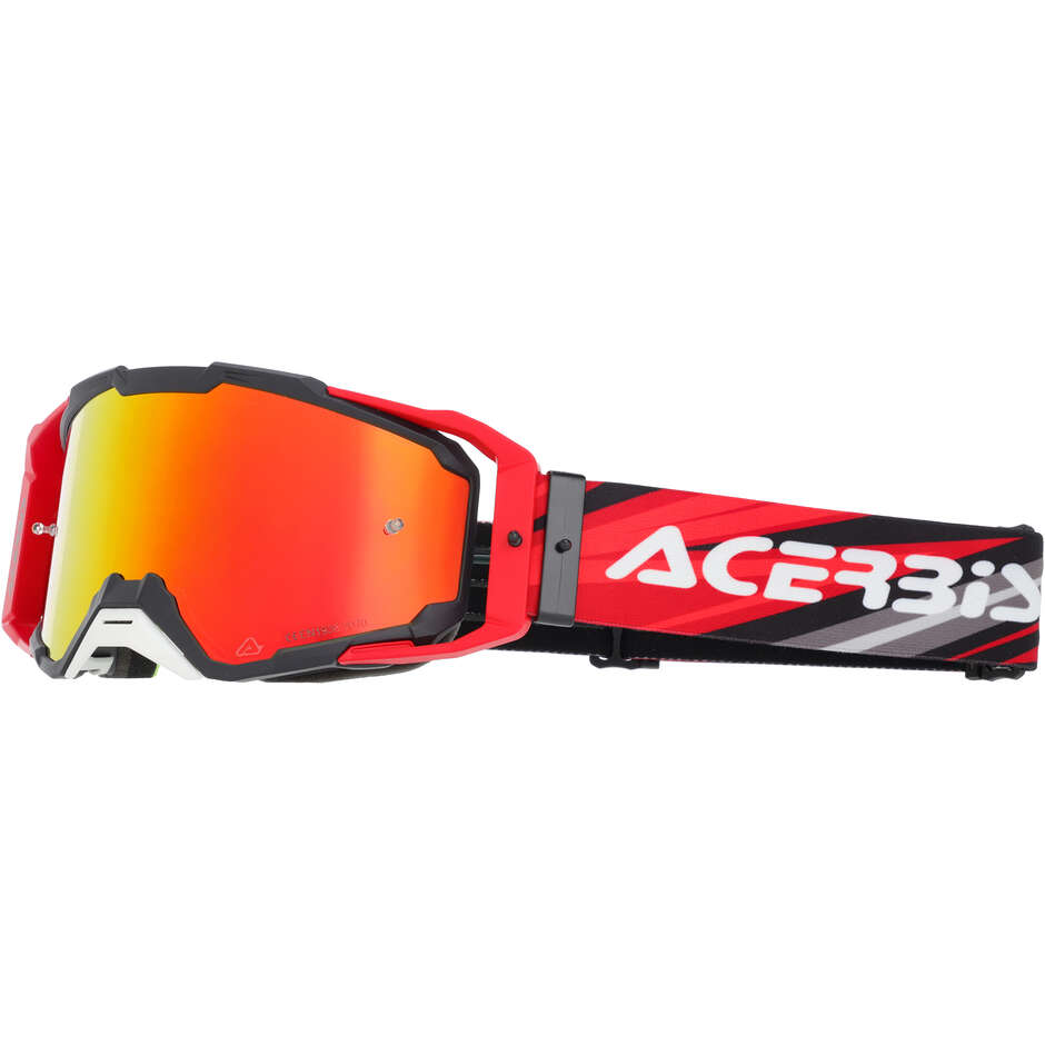 Maschera per Motocross ACERBIS VITRION MIRROR Nero/Rosso