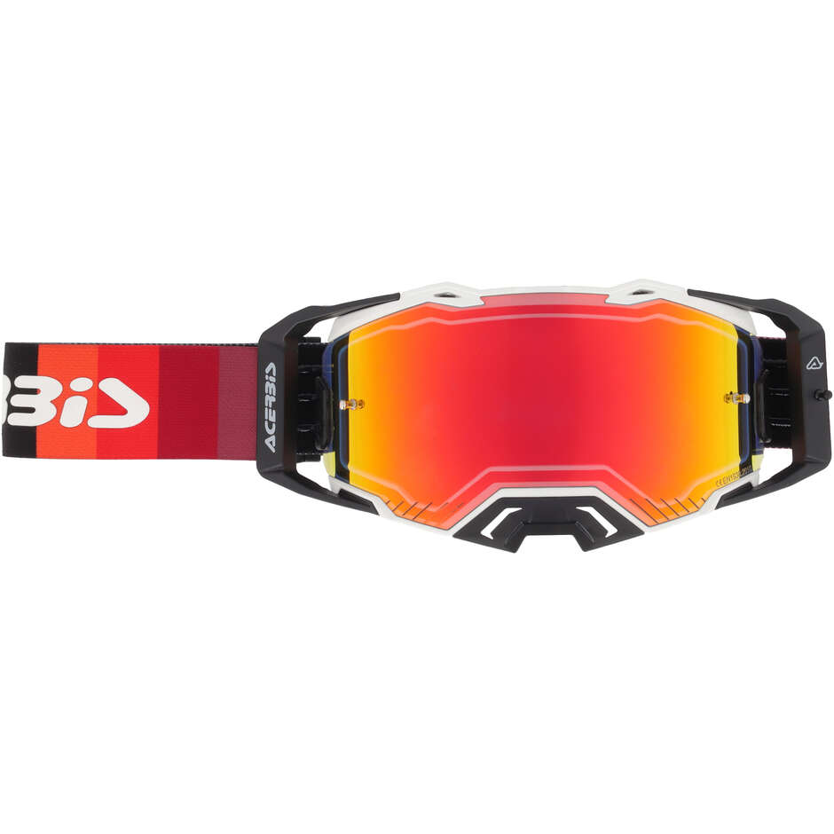 Maschera per Motocross ACERBIS VULCAN MIRROR Bianco/Nero