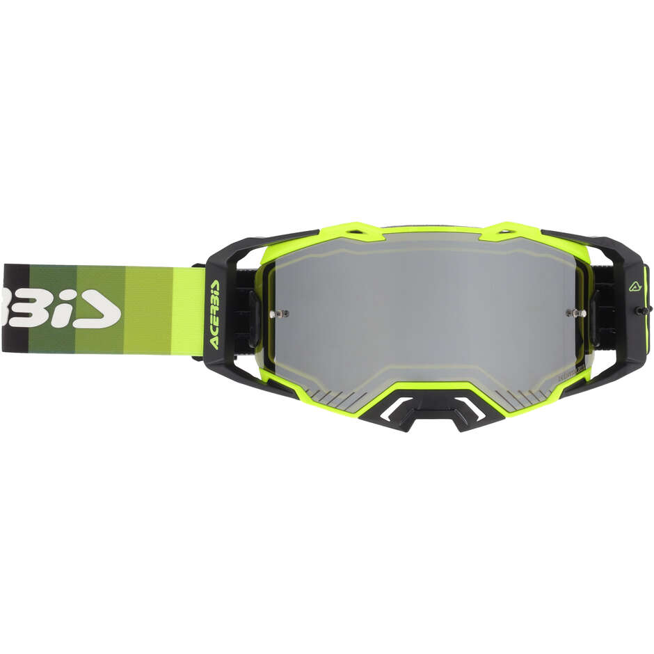 Maschera per Motocross ACERBIS VULCAN MIRROR Giallo Fluo/Nero