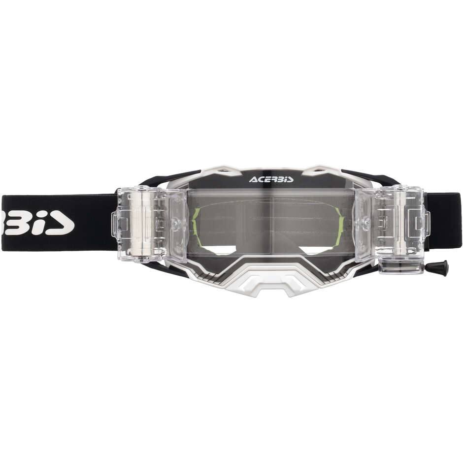 MASCHERA per Motocross ACERBIS VULCAN+ROLL OFF Bianco/Nero