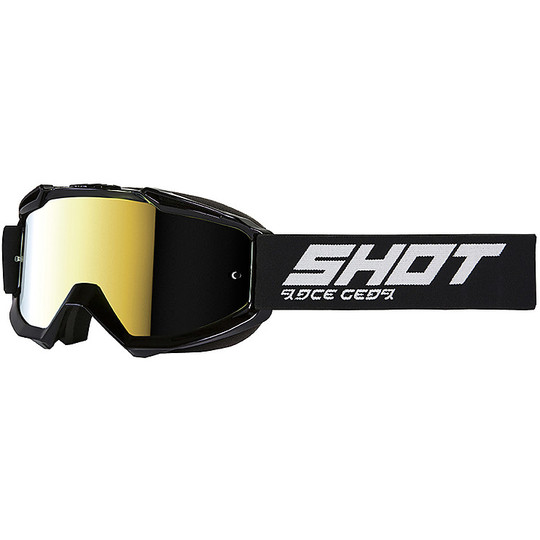 Mask Glasses Moto Cross Enduro Shot IRIS Black Gold Lens