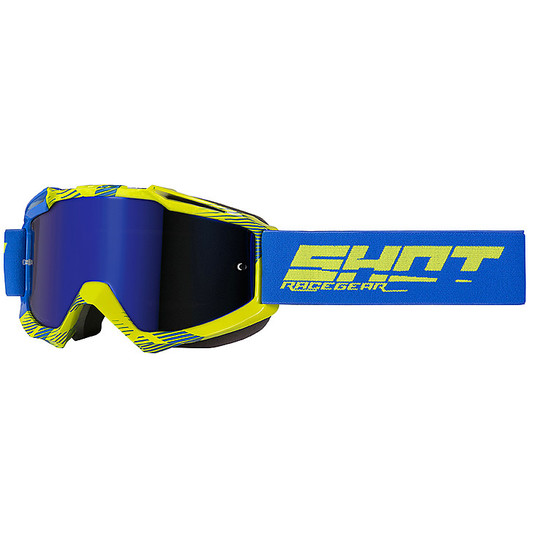 Mask Glasses Moto Cross Enduro Shot IRIS Jet Azure Yellow Fluo Iridium Blue Lens