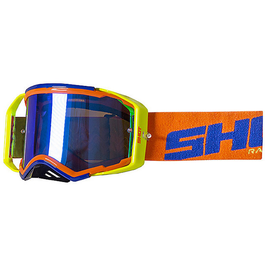 Mask Glasses Moto Cross Enduro Shot LITE Neon Orange Blue