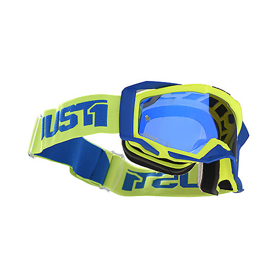 Maske Brille Moto Cross Enduro Spur Just1 Iris Gelb Blau