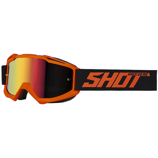 Maskenbrille Moto Cross Enduro Shot IRIS Matt Orange Rote Linse