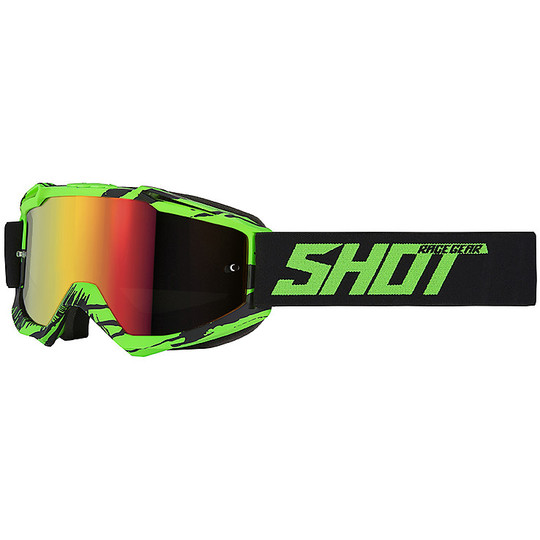 Maskenbrille Moto Cross Enduro Shot IRIS Rückruf Matt Green Red Lens