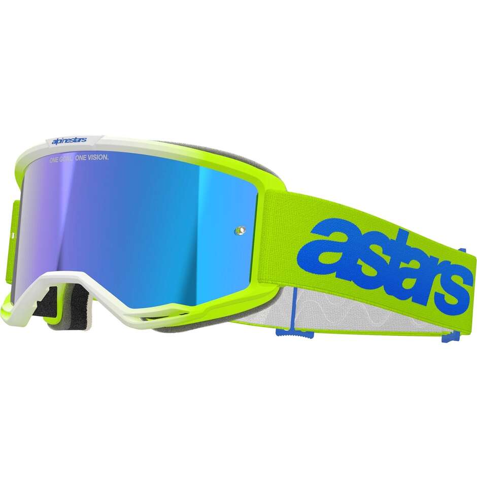 Masque de casque Alpinestars VISION 5 BLAZE Jaune fluorescent Bleu miroir Bleu