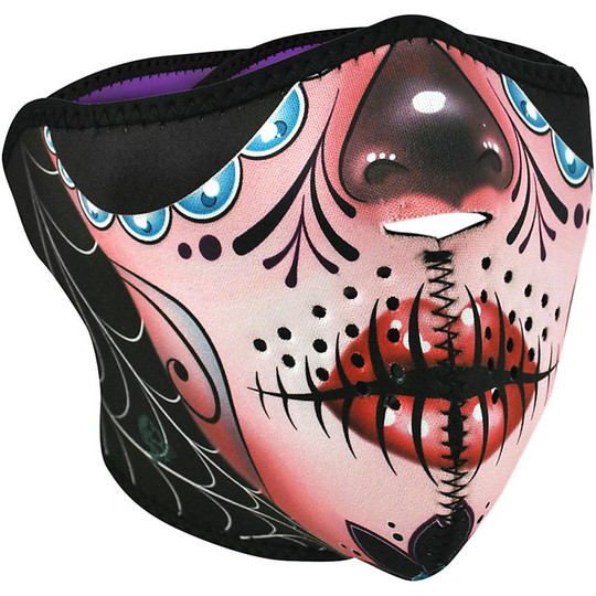 Masque de moto à col Zanheadgear Half Face Mask Sugar Skull