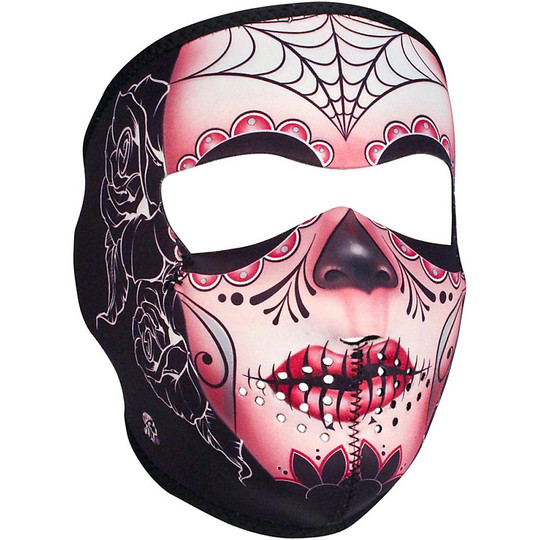 Masque de moto à col Zanheadgear Masque complet Crâne de sucre