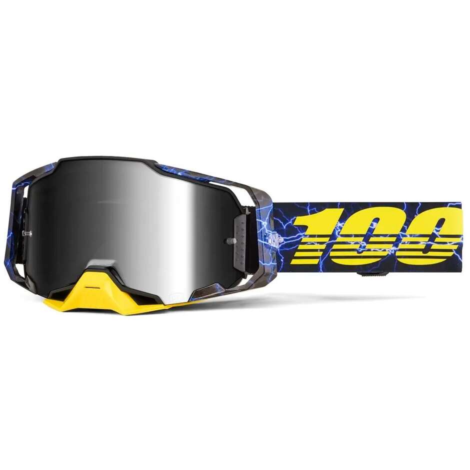 Masque de motocross/enduro 100% ARMEGA FURIOUS, lentilles noires, bleues, jaunes et argentées