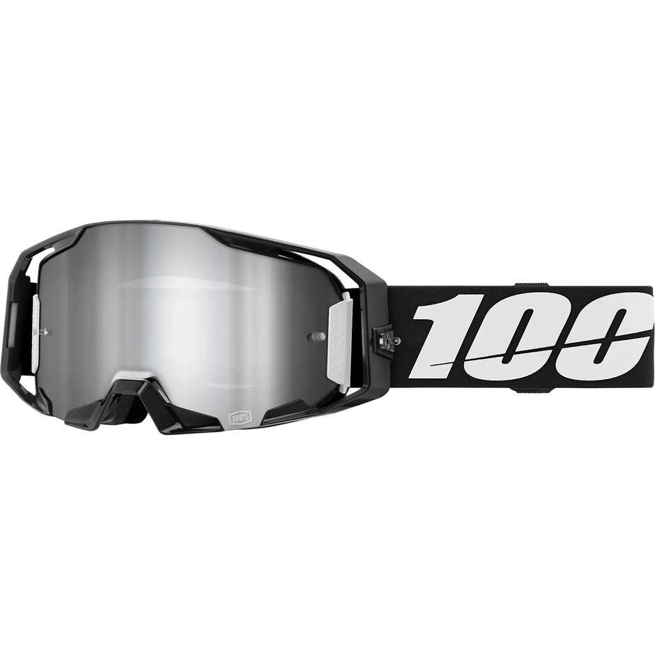 Masque de motocross/enduro ARMATIC 100% avec lentille miroir noire et argentée