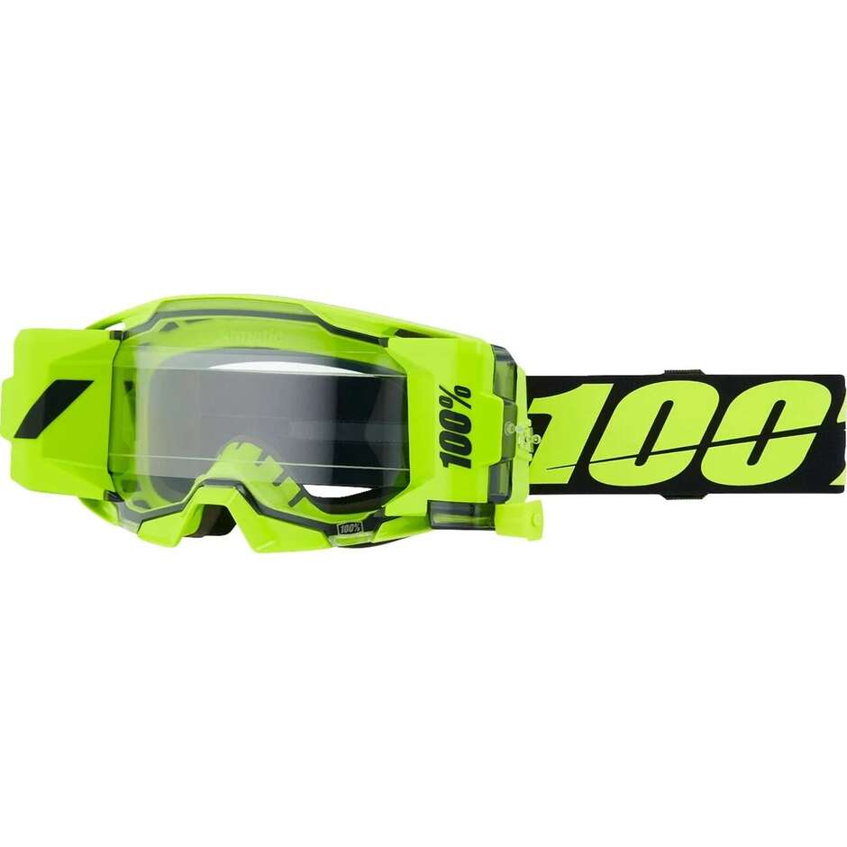 Masque de motocross/enduro ARMATIC FORECAST 100% jaune fluo, lentille noire transparente