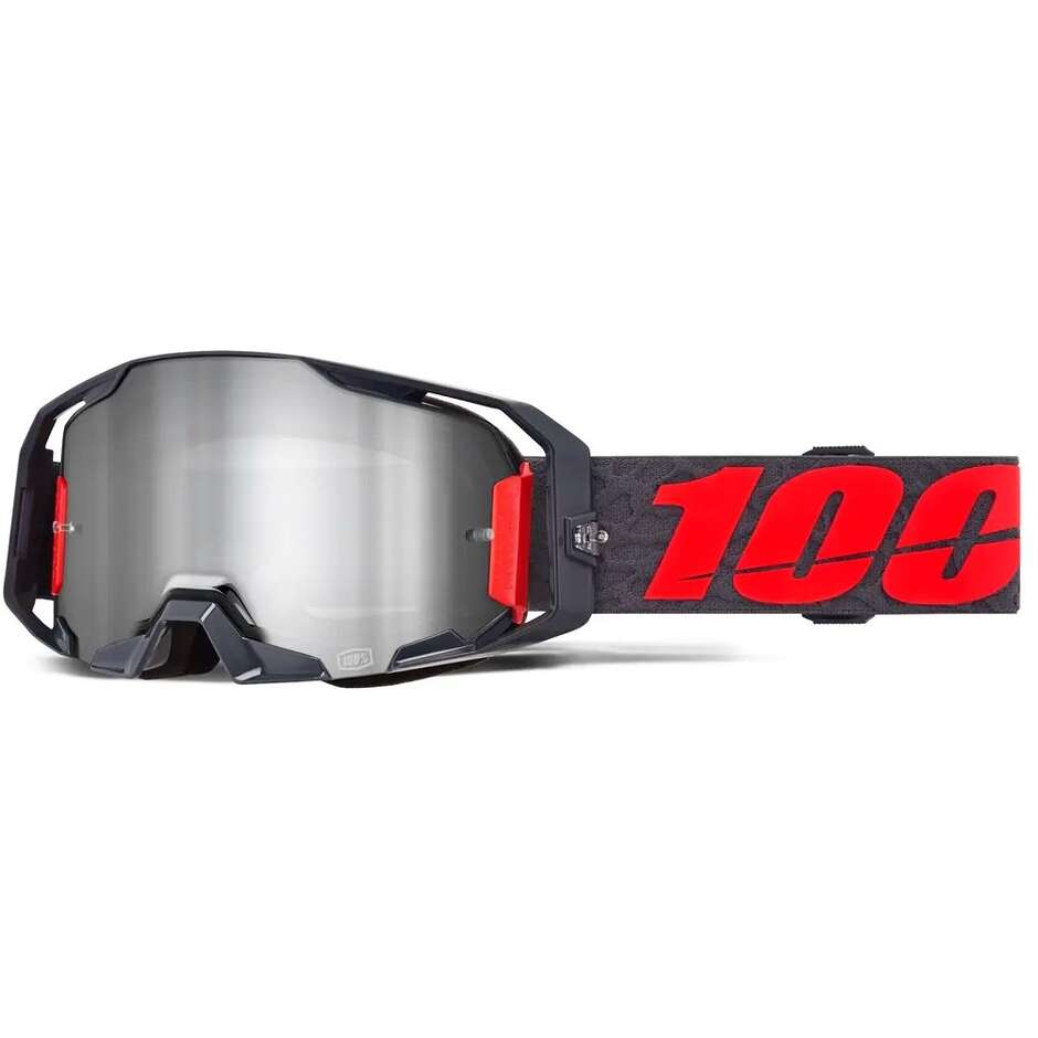 Masque de motocross/enduro ARMATIC TURO 100% Noir Rouge Argenté