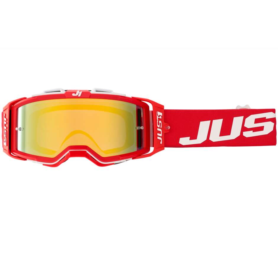 Masque Moto Cross Enduro Just1 NERVE Absolute Red White Gold Mirror Lens