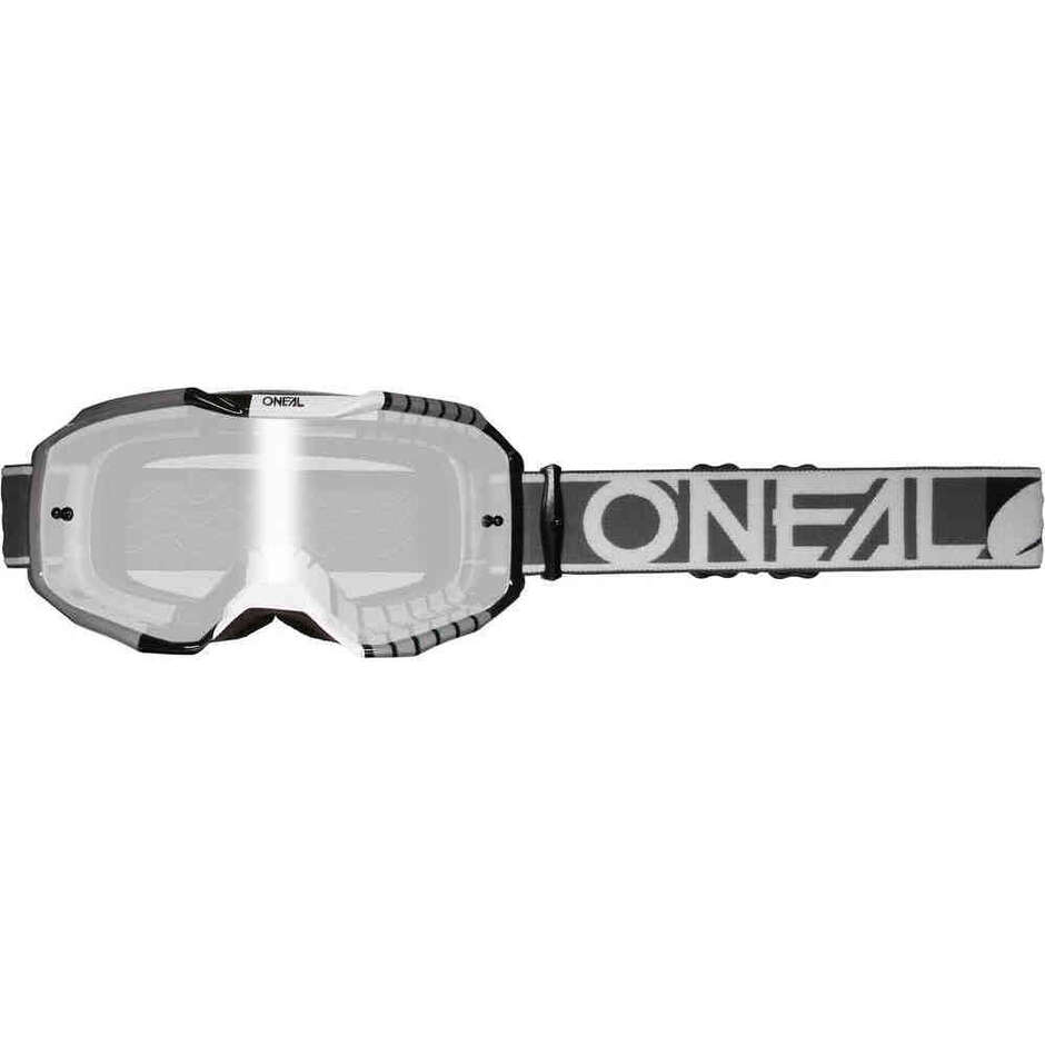 Masque Moto O'NEAL B-10 DUPLEX Cross Enduro Gris/Blanc/Noir - Visière Grise "Miroir"