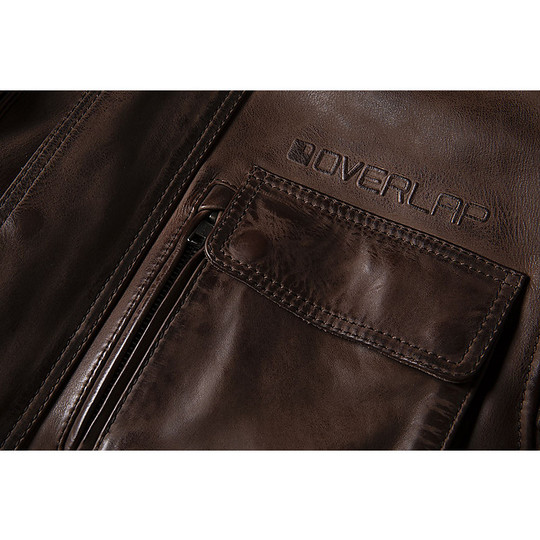 MAVERICK Overlap Certified Leather Motorradjacke Braun