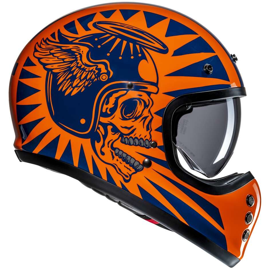 Maßgeschneiderter Integral-Motorradhelm aus Hjc V60 FLAME MC27-Faser