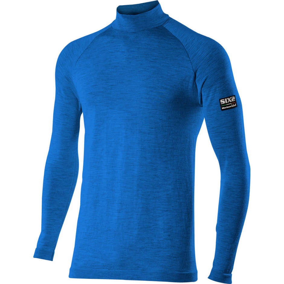 Merino Wool Turtleneck Long Sleeves Sixs TS3 Carbon Merinos Wool Blue
