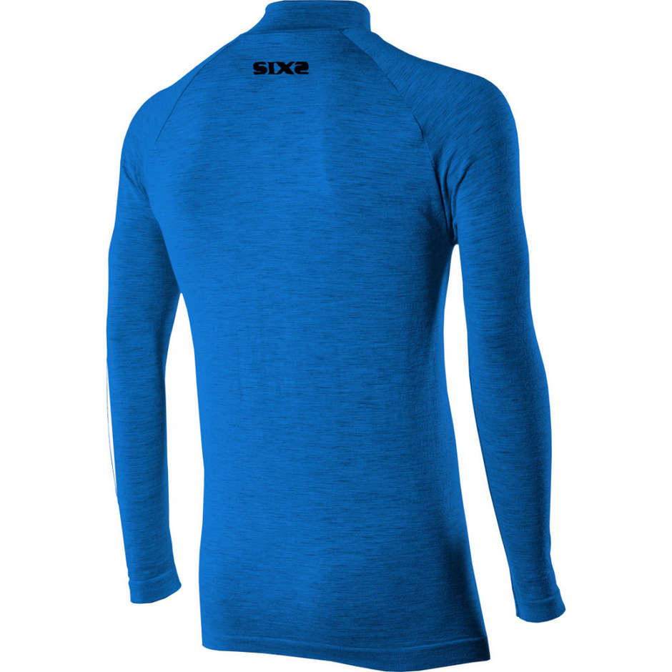 Merino Wool Turtleneck with Zip Underwear Longsleeves Sixs TS13 Carbon Merinos Wool Blue