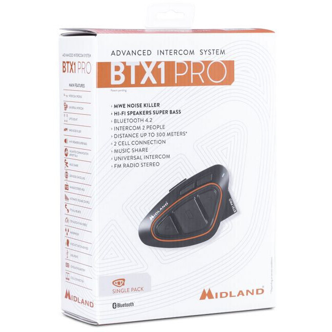 Midland BTX1 PRO NR Interphone moto Bluetooth simple 2022