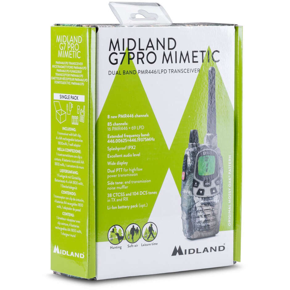 Midland G7 Pro Mimetic Transceiver Kit Sibgola + 4 Batterien