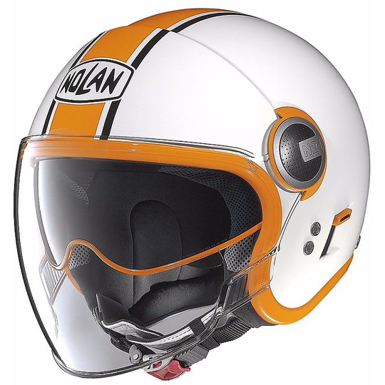 Mini Jet Jet Moto Helmet Double Visor Nolan N21 Visor Duet 009 White Orange