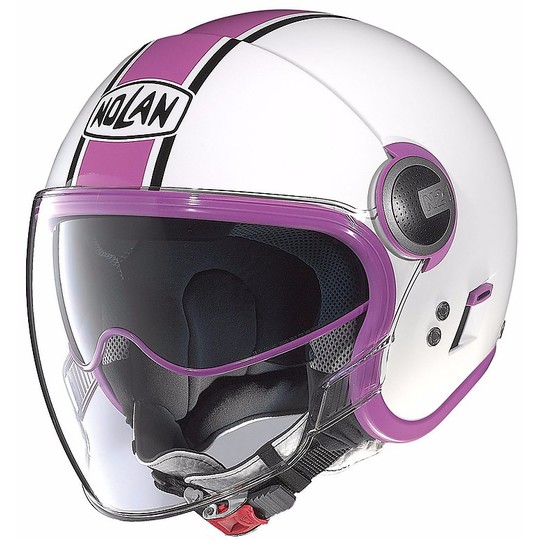 Mini-Jet Moto Helmet Double Visor Nolan N21 Visor Duet 012 White Pink
