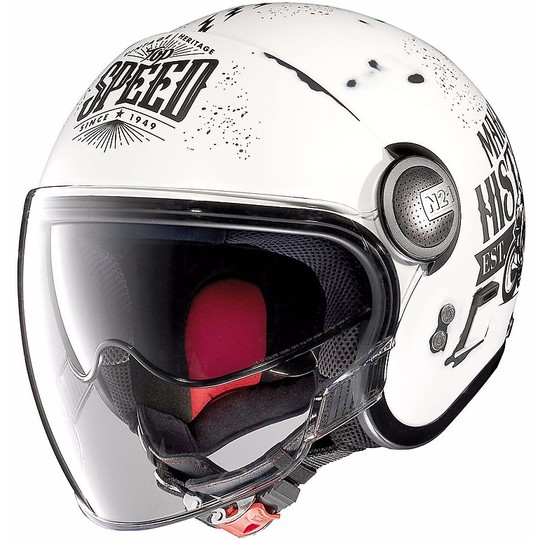 Mini Jet Moto Helmet Double Visor Nolan N21 Visor MotoGP 029 Schratched White Matte