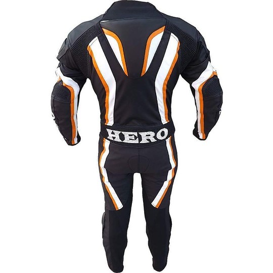 Minimoto suit Professional Hero Leather Cordura Black White Orange