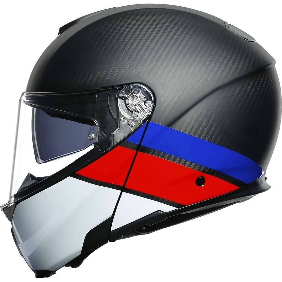 Modular Carbon Motorcycle Helmet Agv SPORTMODULAR Multi LAYER Carbon Red Blue
