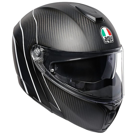 Modular Carbon Motorcycle Helmet AGV Sportmodular Multi REFRACTIVE Carbon Gray