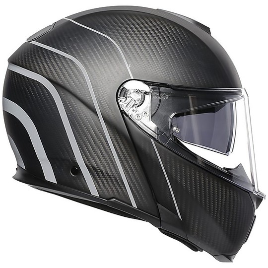 Modular Carbon Motorcycle Helmet AGV Sportmodular Multi REFRACTIVE Carbon Gray