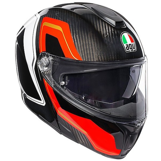 Modular Carbon Motorcycle Helmet AGV Sportmodular Multi SHARP Carbon Red White
